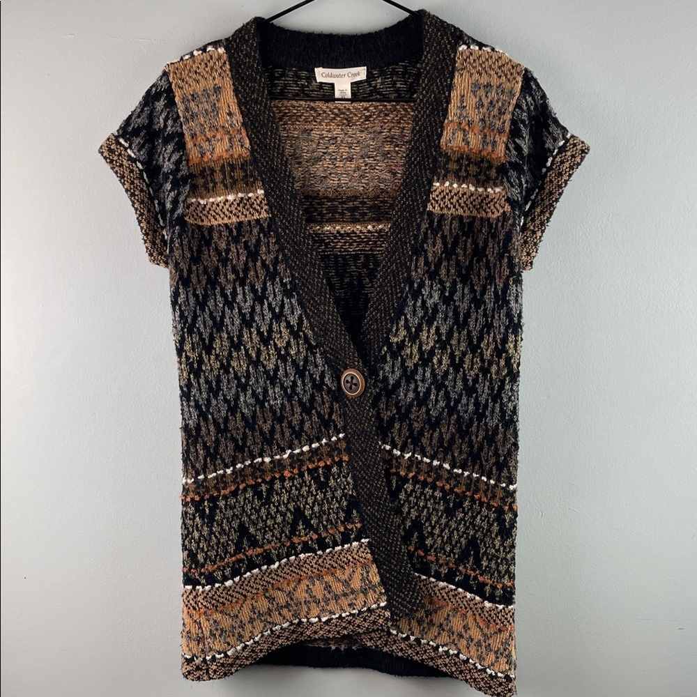 Coldwater Creek Black and Brown Sweater Vest Size XS